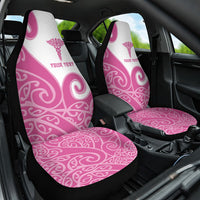 Personalised New Zealand Nurse Car Seat Cover Maori Koru Pink Version