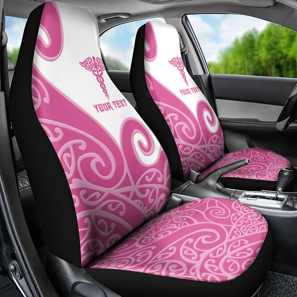 Personalised New Zealand Nurse Car Seat Cover Maori Koru Pink Version