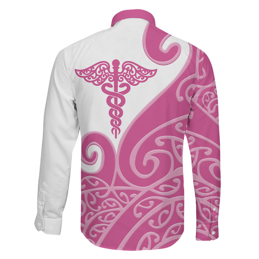 Personalised New Zealand Nurse Family Matching Mermaid Dress and Hawaiian Shirt Maori Koru Pink Version LT05 - Polynesian Pride