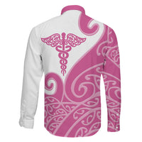 Personalised New Zealand Nurse Family Matching Short Sleeve Bodycon Dress and Hawaiian Shirt Maori Koru Pink Version LT05 - Polynesian Pride