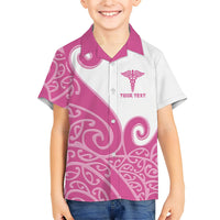 Personalised New Zealand Nurse Family Matching Tank Maxi Dress and Hawaiian Shirt Maori Koru Pink Version LT05 Son's Shirt Pink - Polynesian Pride