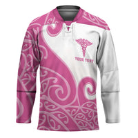 Personalised New Zealand Nurse Hockey Jersey Maori Koru Pink Version