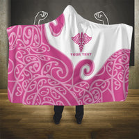 Personalised New Zealand Nurse Hooded Blanket Maori Koru Pink Version