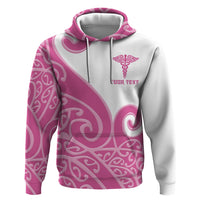 Personalised New Zealand Nurse Hoodie Maori Koru Pink Version