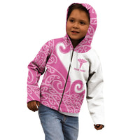 Personalised New Zealand Nurse Kid Hoodie Maori Koru Pink Version