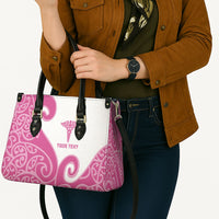 Personalised New Zealand Nurse Leather Bag Maori Koru Pink Version