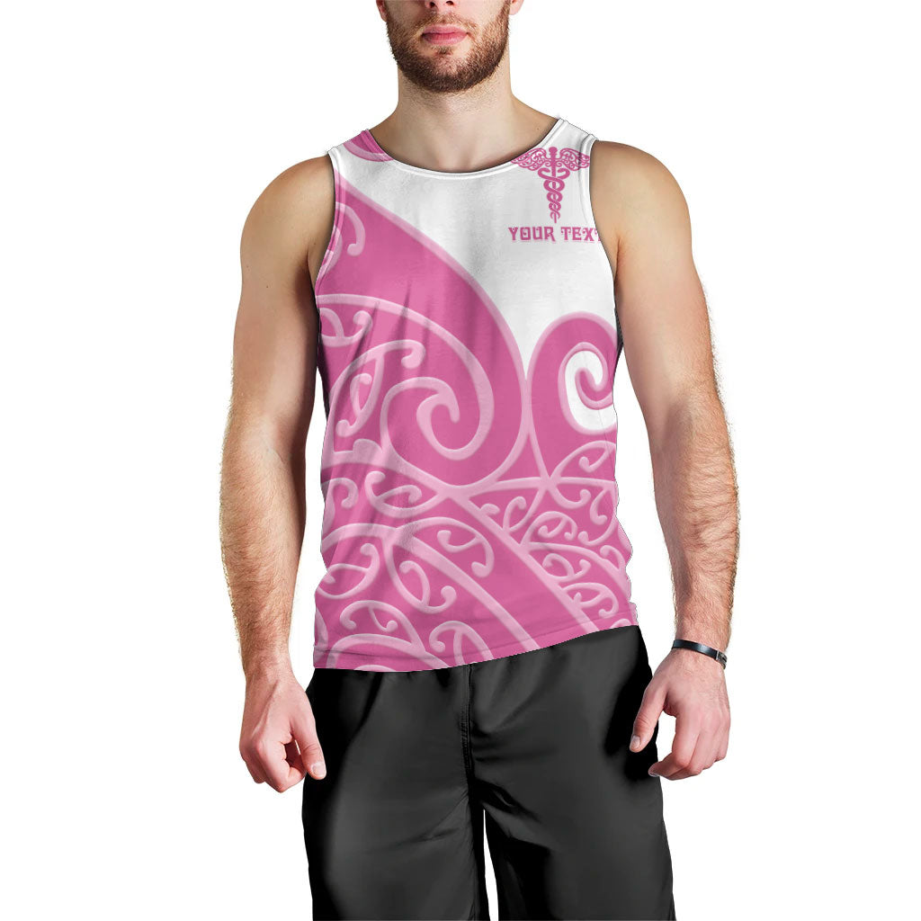 Personalised New Zealand Nurse Men Tank Top Maori Koru Pink Version