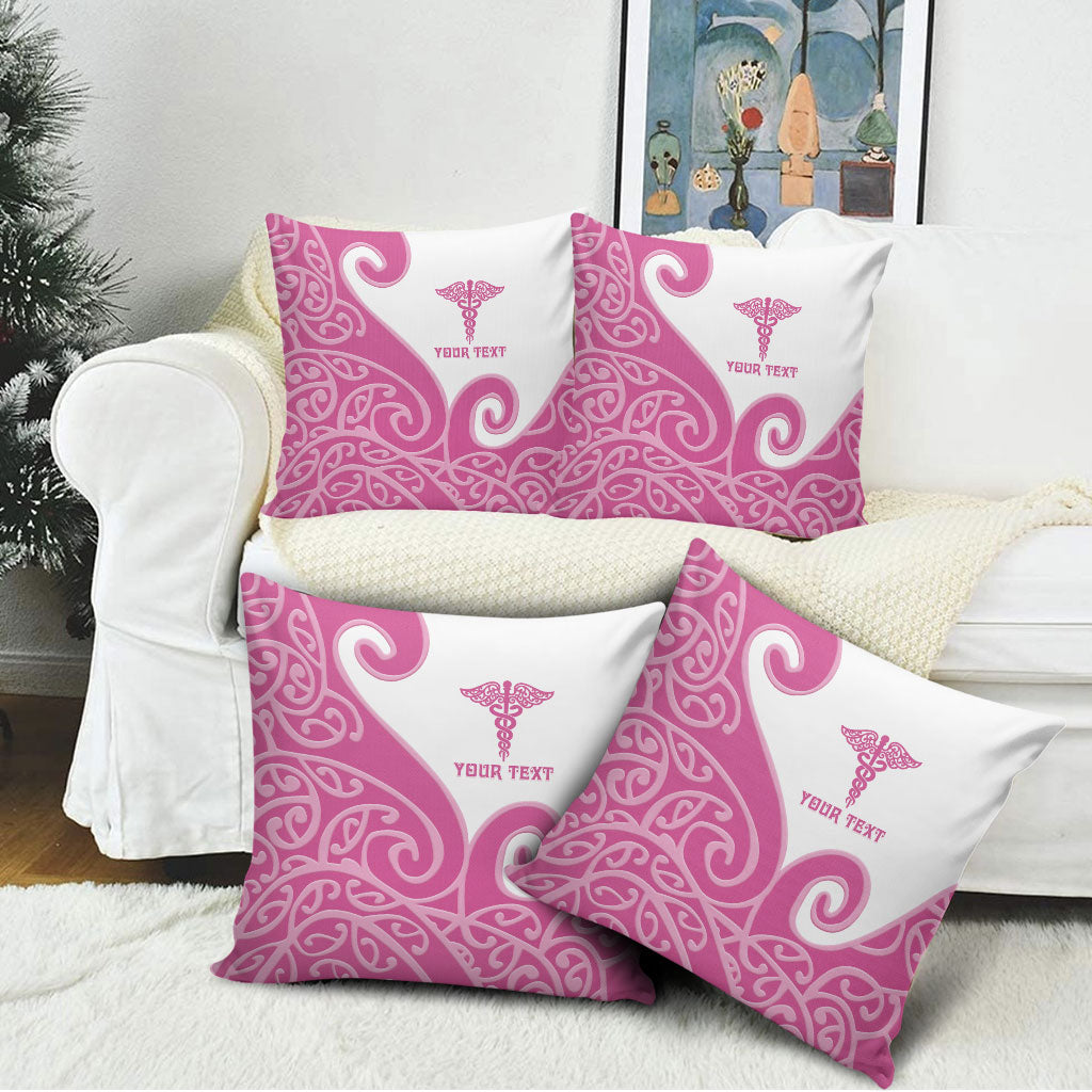 Personalised New Zealand Nurse Pillow Cover Maori Koru Pink Version