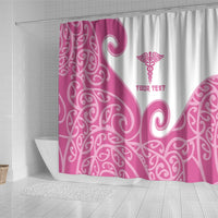 Personalised New Zealand Nurse Shower Curtain Maori Koru Pink Version