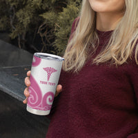 Personalised New Zealand Nurse Tumbler Cup Maori Koru Pink Version