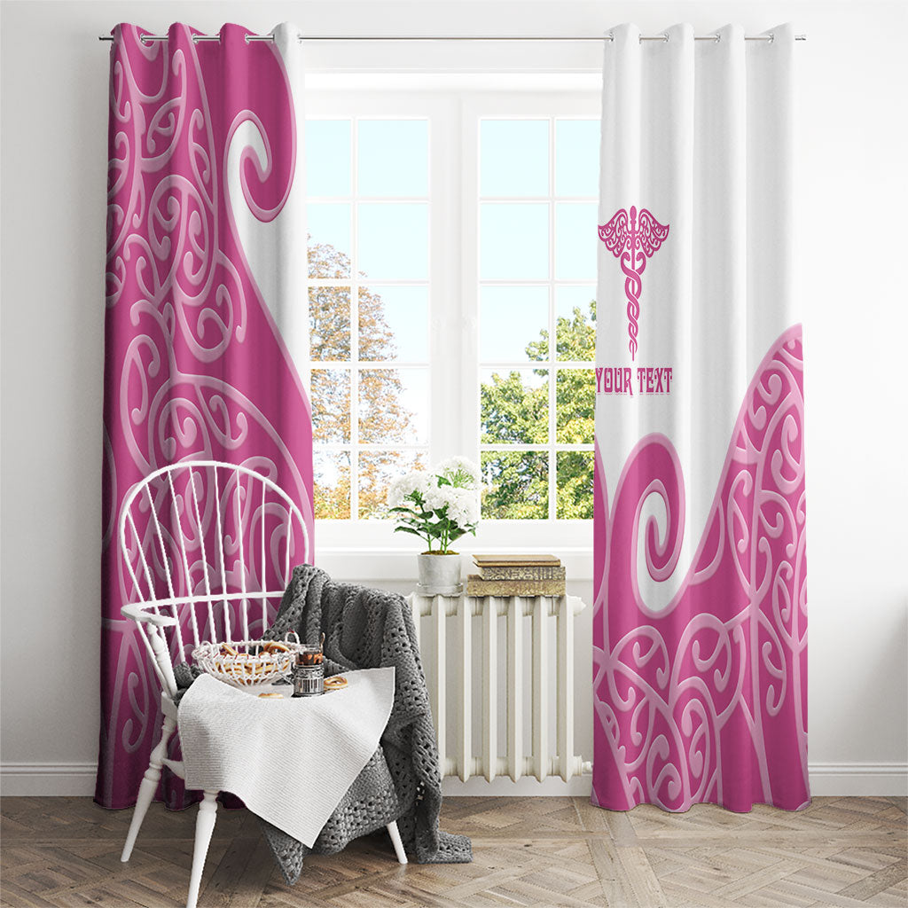 Personalised New Zealand Nurse Window Curtain Maori Koru Pink Version