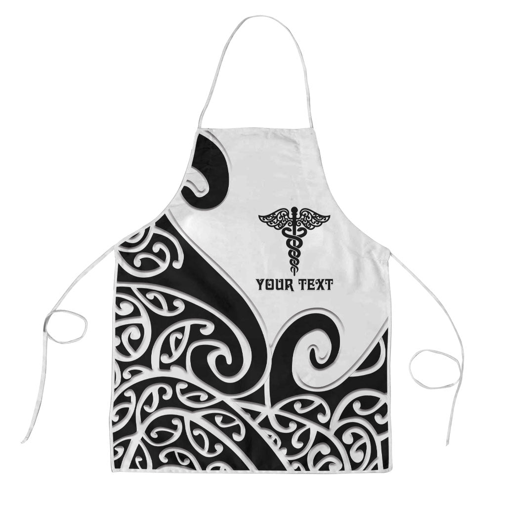 Personalised New Zealand Nurse Apron Maori Koru Black Version