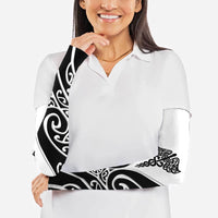 Personalised New Zealand Nurse Arm Sleeves Maori Koru Black Version