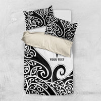 Personalised New Zealand Nurse Bedding Set Maori Koru Black Version