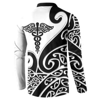 Personalised New Zealand Nurse Button Sweatshirt Maori Koru Black Version