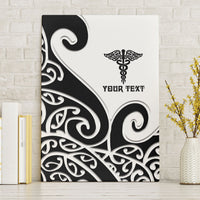 Personalised New Zealand Nurse Canvas Wall Art Maori Koru Black Version