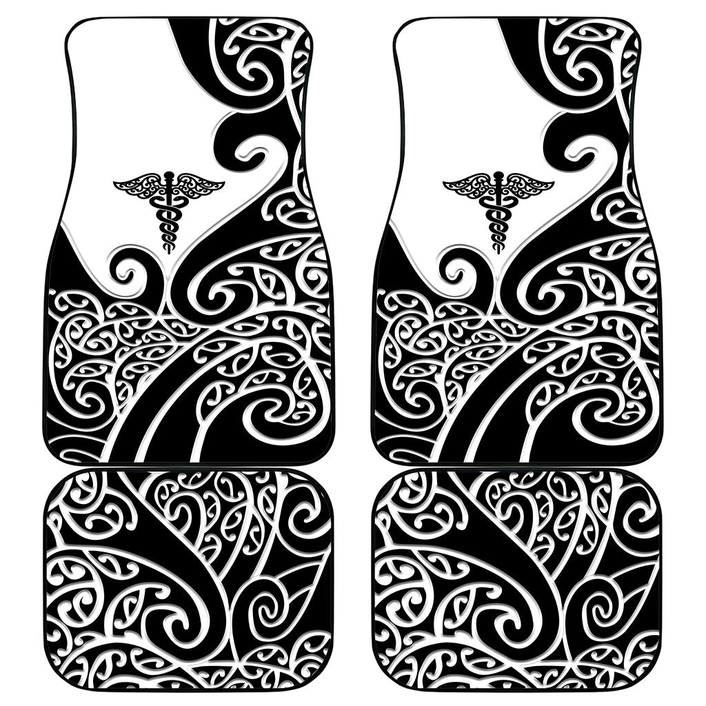 New Zealand Nurse Car Mats Maori Koru Black Version