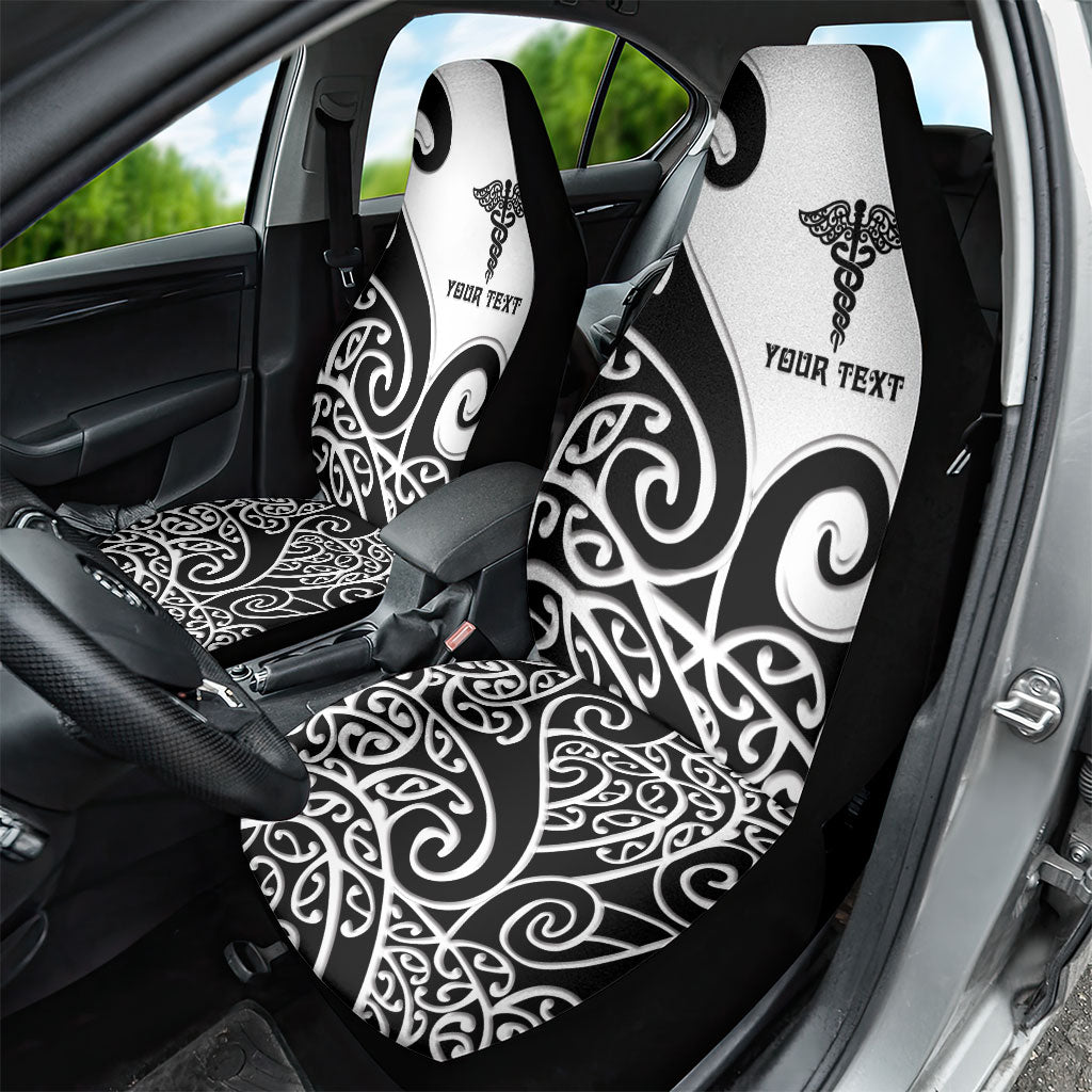 Personalised New Zealand Nurse Car Seat Cover Maori Koru Black Version