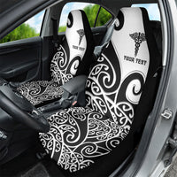 Personalised New Zealand Nurse Car Seat Cover Maori Koru Black Version