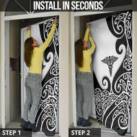 New Zealand Nurse Door Cover Maori Koru Black Version