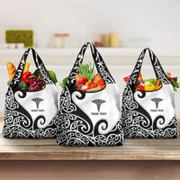 Personalised New Zealand Nurse Grocery Bag Maori Koru Black Version