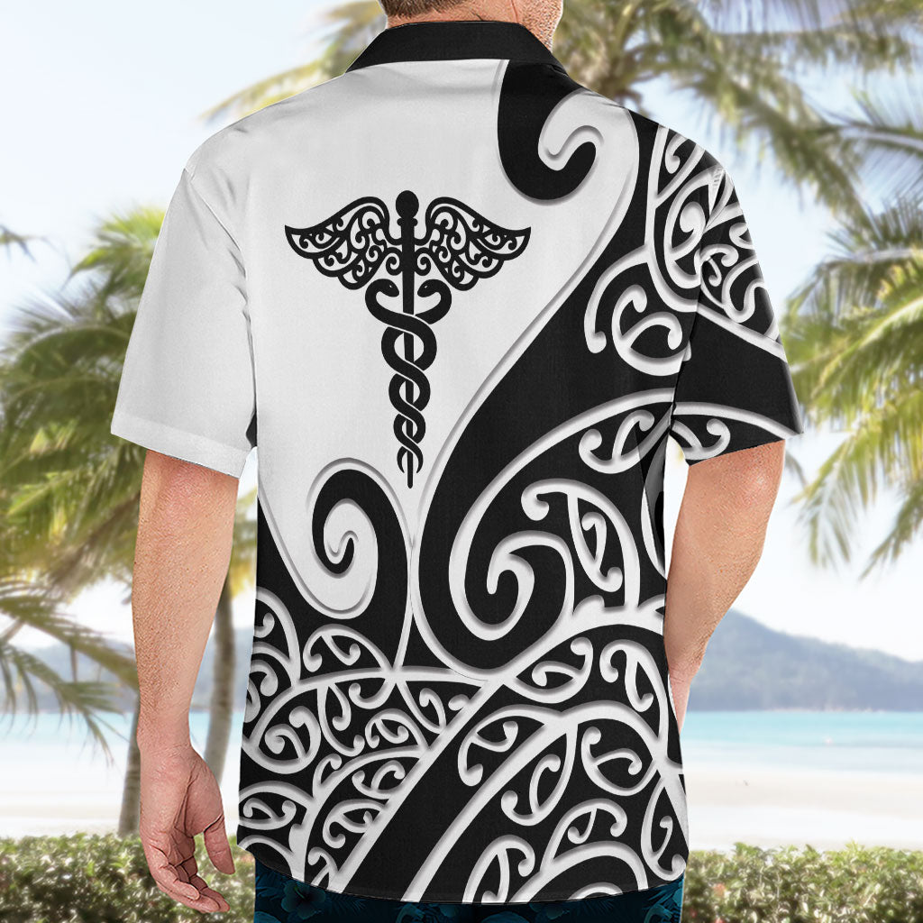 Personalised New Zealand Nurse Hawaiian Shirt Maori Koru Black Version