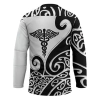 Personalised New Zealand Nurse Hockey Jersey Maori Koru Black Version