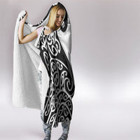 Personalised New Zealand Nurse Hooded Blanket Maori Koru Black Version