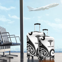 Personalised New Zealand Nurse Luggage Cover Maori Koru Black Version