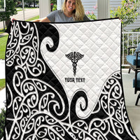 Personalised New Zealand Nurse Quilt Maori Koru Black Version