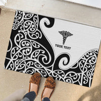 Personalised New Zealand Nurse Rubber Doormat Maori Koru Black Version