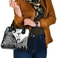 Personalised New Zealand Nurse Shoulder Handbag Maori Koru Black Version