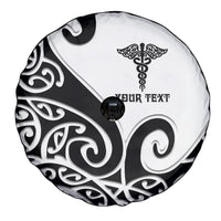 Personalised New Zealand Nurse Spare Tire Cover Maori Koru Black Version