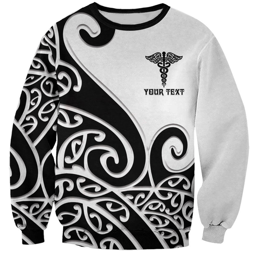Personalised New Zealand Nurse Sweatshirt Maori Koru Black Version