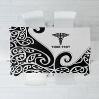 Personalised New Zealand Nurse Tablecloth Maori Koru Black Version