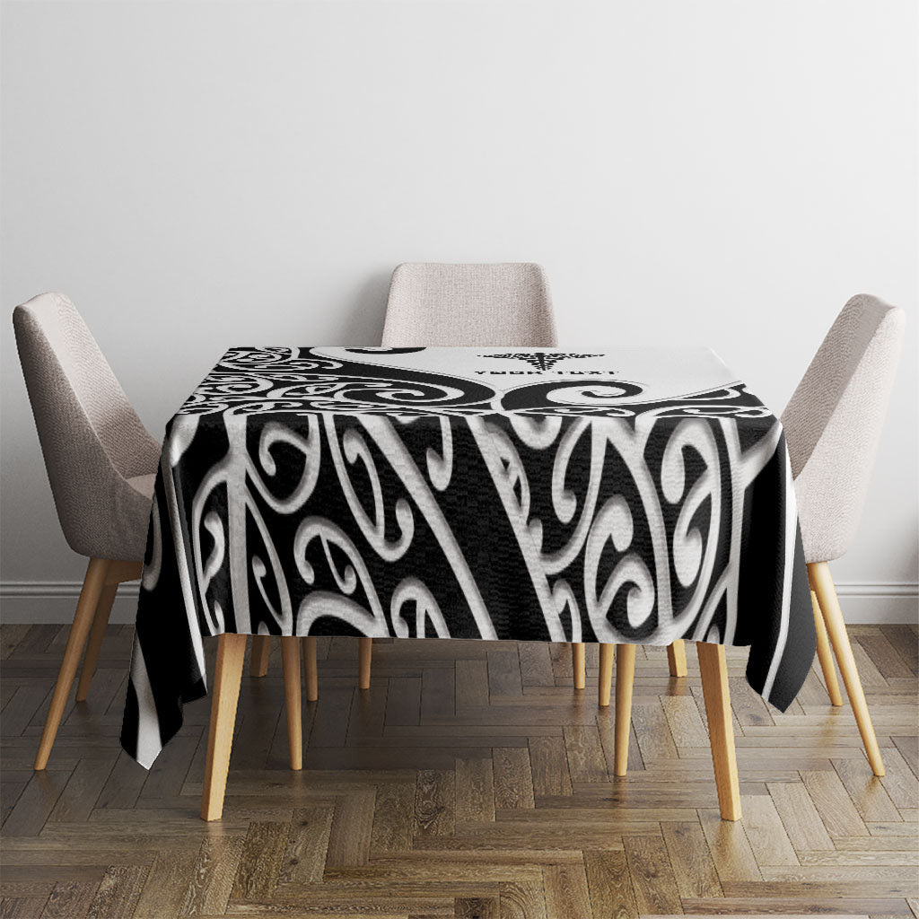 Personalised New Zealand Nurse Tablecloth Maori Koru Black Version