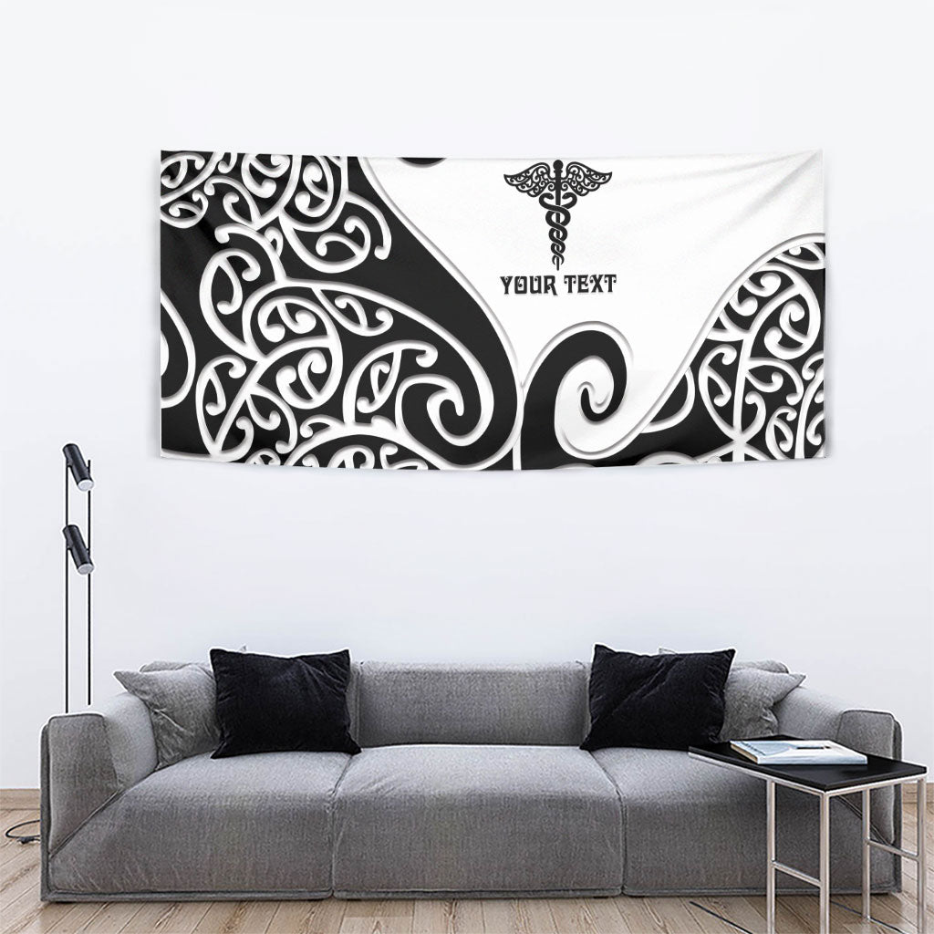 Personalised New Zealand Nurse Tapestry Maori Koru Black Version