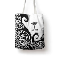 Personalised New Zealand Nurse Tote Bag Maori Koru Black Version
