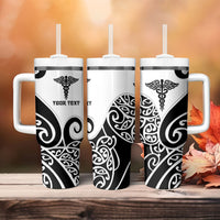 Personalised New Zealand Nurse Tumbler With Handle Maori Koru Black Version