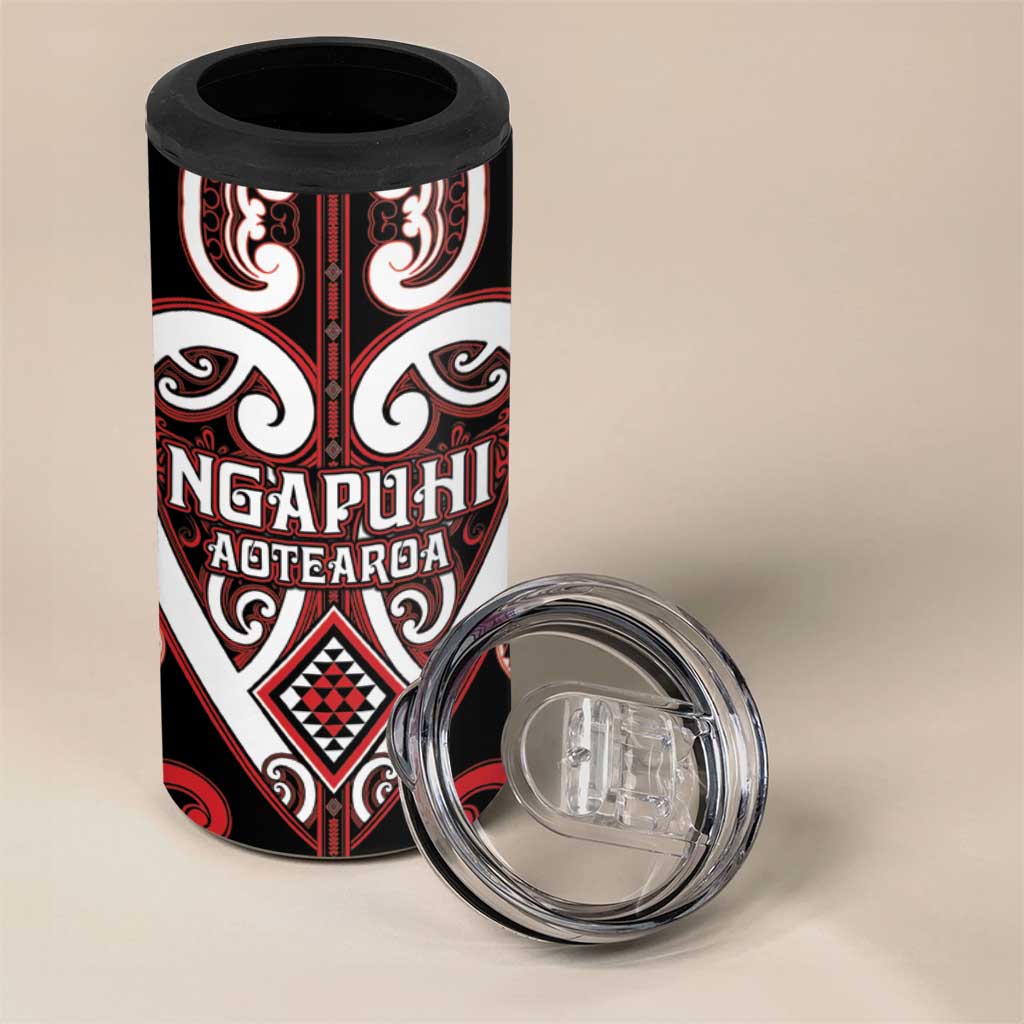 Custom Aotearoa Ngapuhi 4 in 1 Can Cooler Tumbler Maori Tribal Pattern