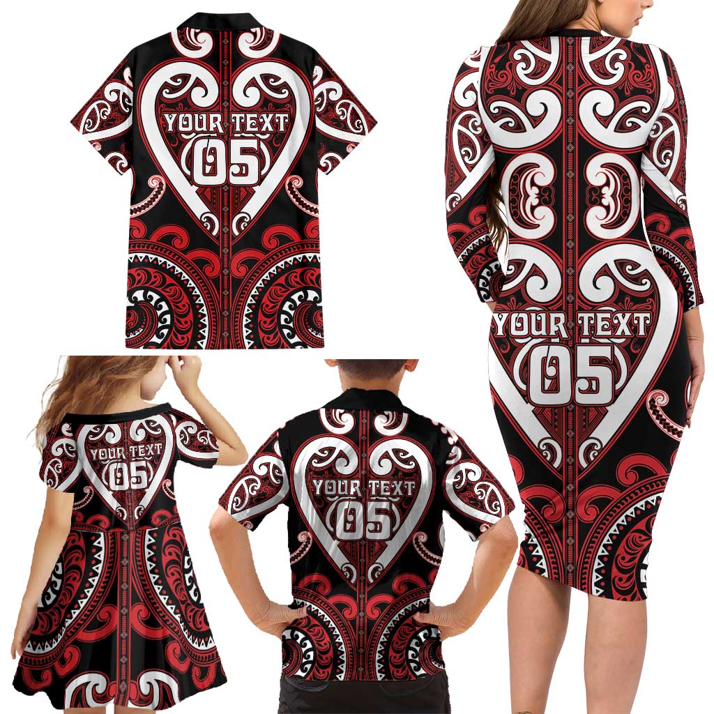 Custom Aotearoa Ngapuhi Family Matching Long Sleeve Bodycon Dress and Hawaiian Shirt Maori Tribal Pattern