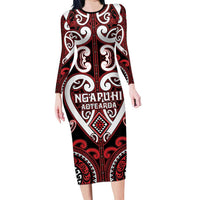 Custom Aotearoa Ngapuhi Family Matching Long Sleeve Bodycon Dress and Hawaiian Shirt Maori Tribal Pattern