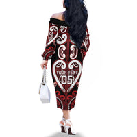 Custom Aotearoa Ngapuhi Family Matching Off The Shoulder Long Sleeve Dress and Hawaiian Shirt Maori Tribal Pattern