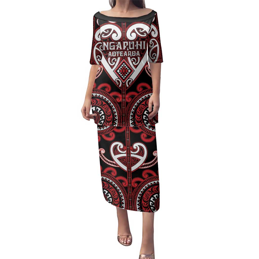 Custom Aotearoa Ngapuhi Family Matching Puletasi and Hawaiian Shirt Maori Tribal Pattern