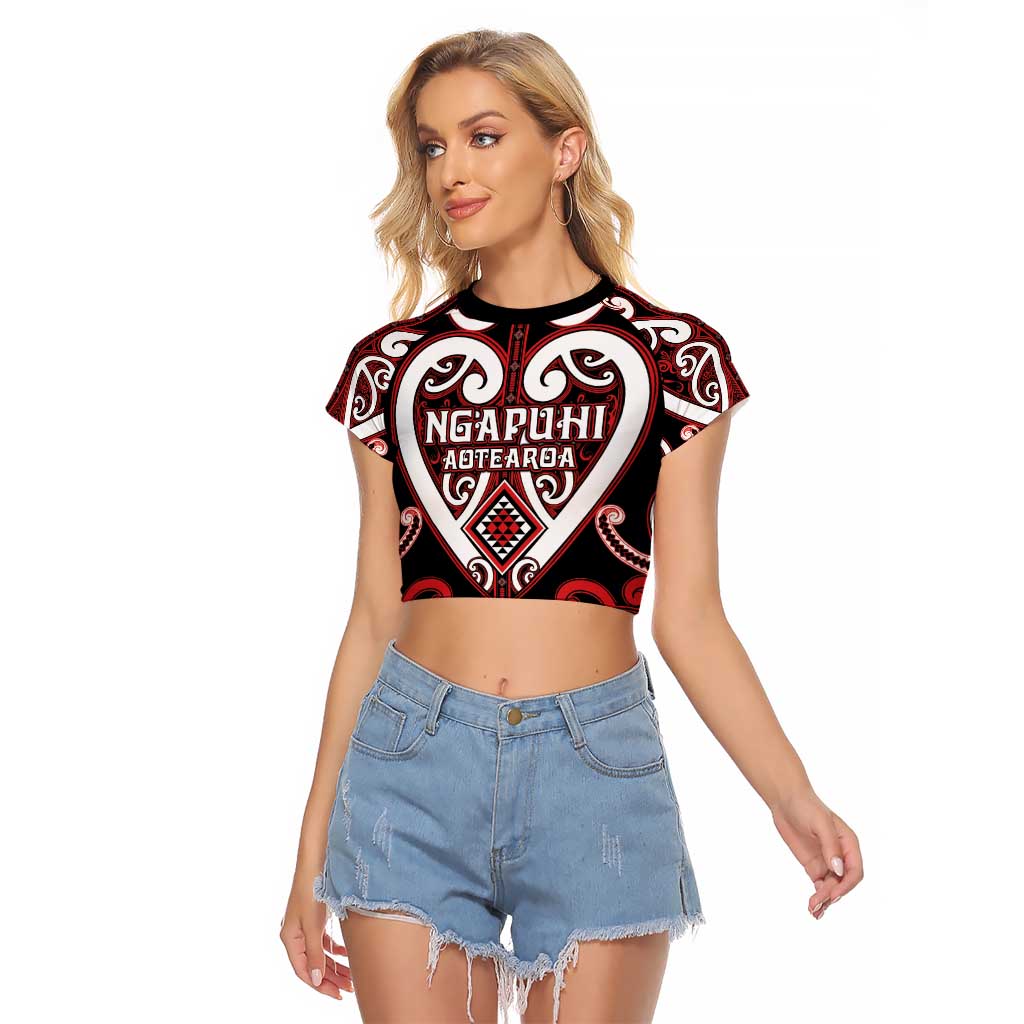 Custom Aotearoa Ngapuhi Raglan Cropped T Shirt Maori Tribal Pattern