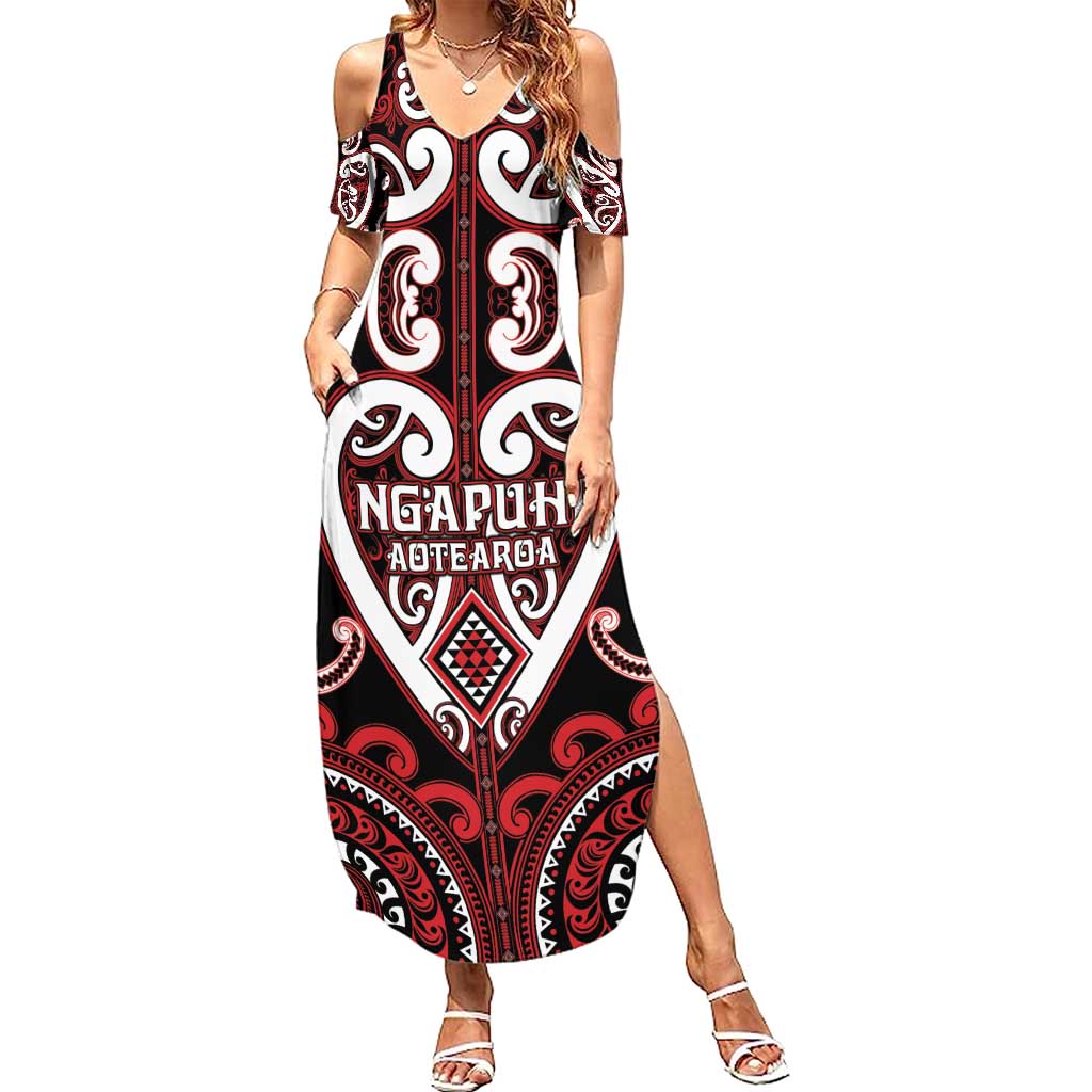Custom Aotearoa Ngapuhi Summer Maxi Dress Maori Tribal Pattern
