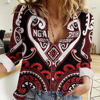 Custom Aotearoa Ngapuhi Women Casual Shirt Maori Tribal Pattern