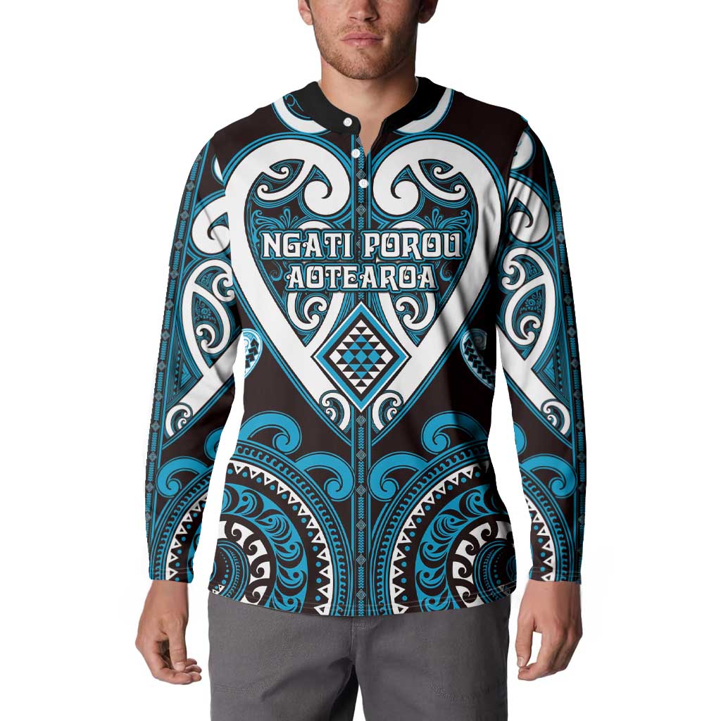Custom Aotearoa Ngati Porou Button Sweatshirt Maori Tribal Pattern