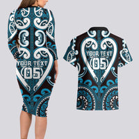 Custom Aotearoa Ngati Porou Couples Matching Long Sleeve Bodycon Dress and Hawaiian Shirt Maori Tribal Pattern LT05 - Polynesian Pride