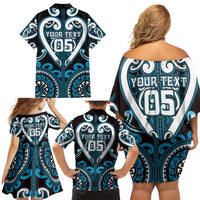 Custom Aotearoa Ngati Porou Family Matching Off Shoulder Short Dress and Hawaiian Shirt Maori Tribal Pattern LT05 - Polynesian Pride
